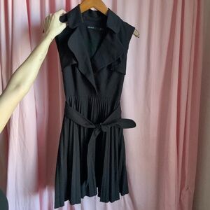 Karen Millen Black Military Pleat Sleeveless Dress | Small